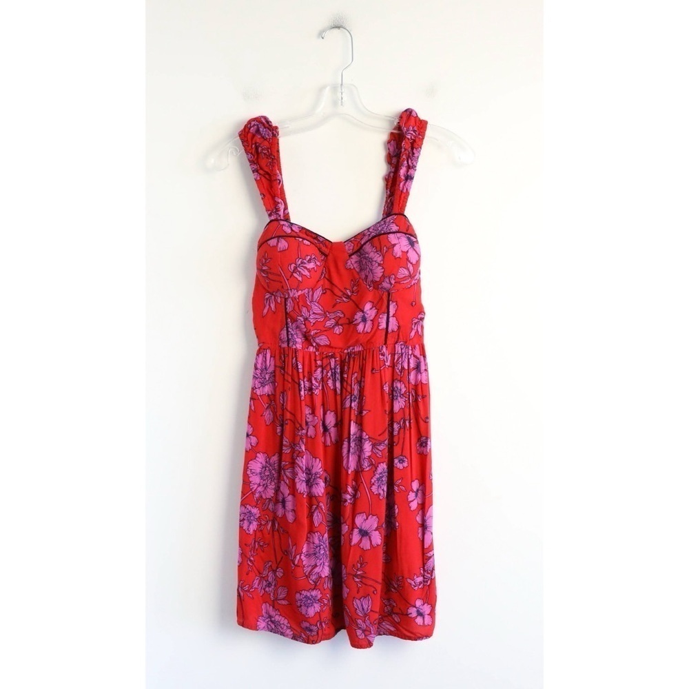 Band of the free red floral print bustier dress Size S small cottagecore peasant - Picture 2 of 9